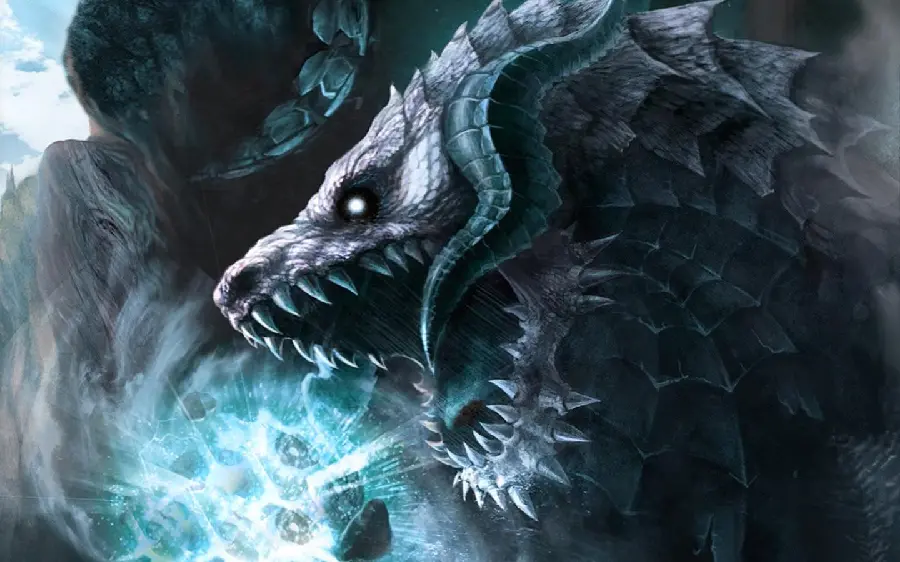 Fantasy photo of an ice dragon with HD quality for profile and background 