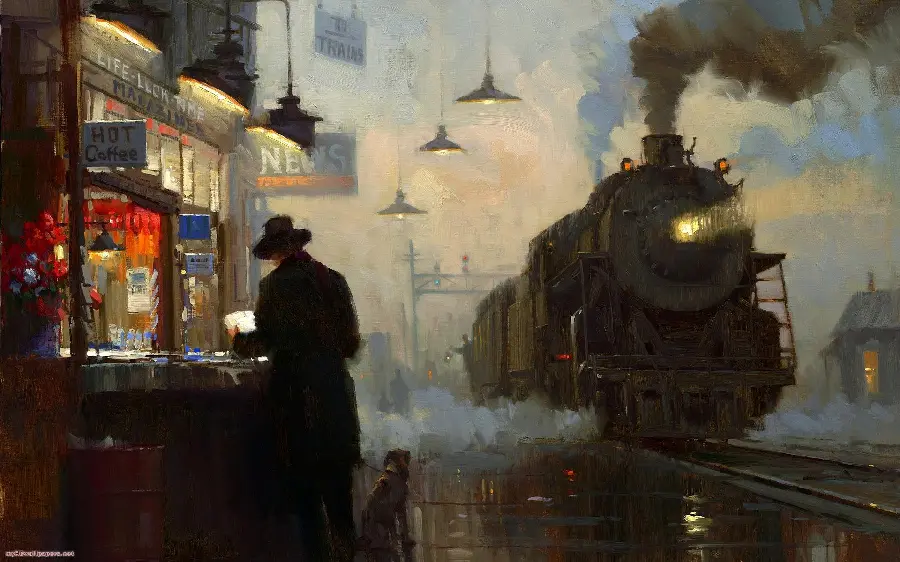 Download an attractive and beautiful background of a painting train with excellent quality 