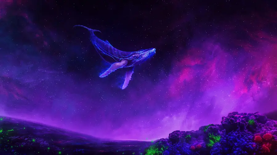 Beautiful computer-generated photo of a beautiful whale in the sky 