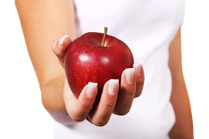 Interesting photo of apple fruit with excellent properties in hand for the site