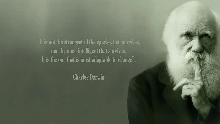 Photo with English text and Charles Darwin image 