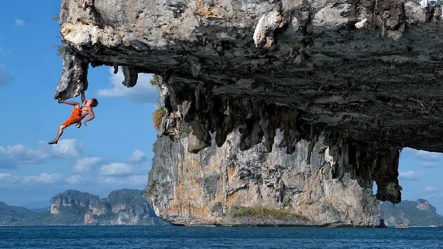 The most dangerous rock climbing in the world on the sea
