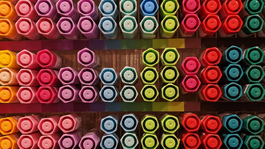 Artistic background photo of colorful and attractive hyper markers