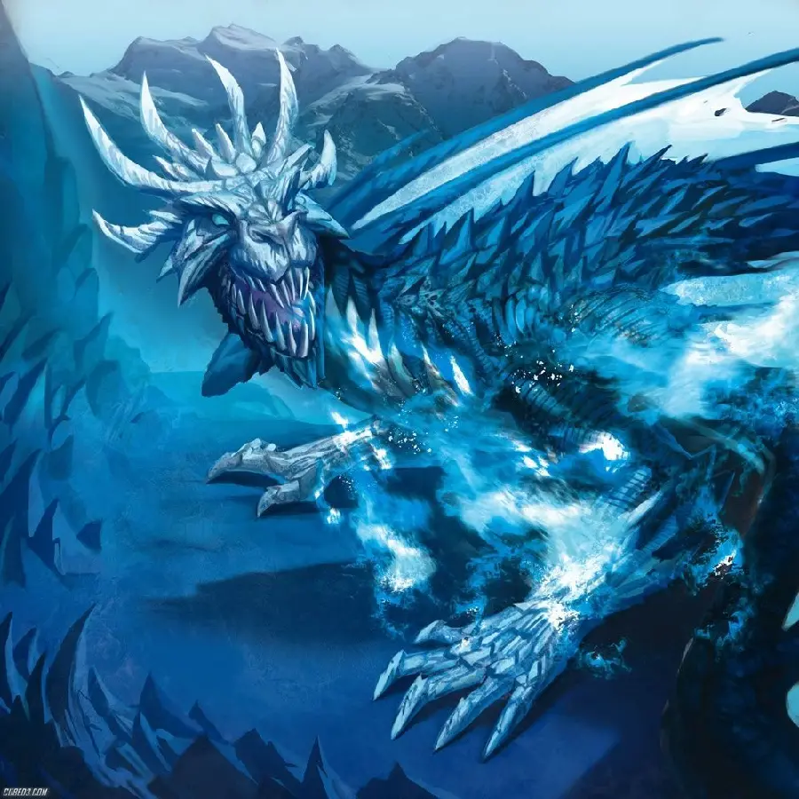 The most beautiful image of a blue ice dragon for a desktop background with HD quality