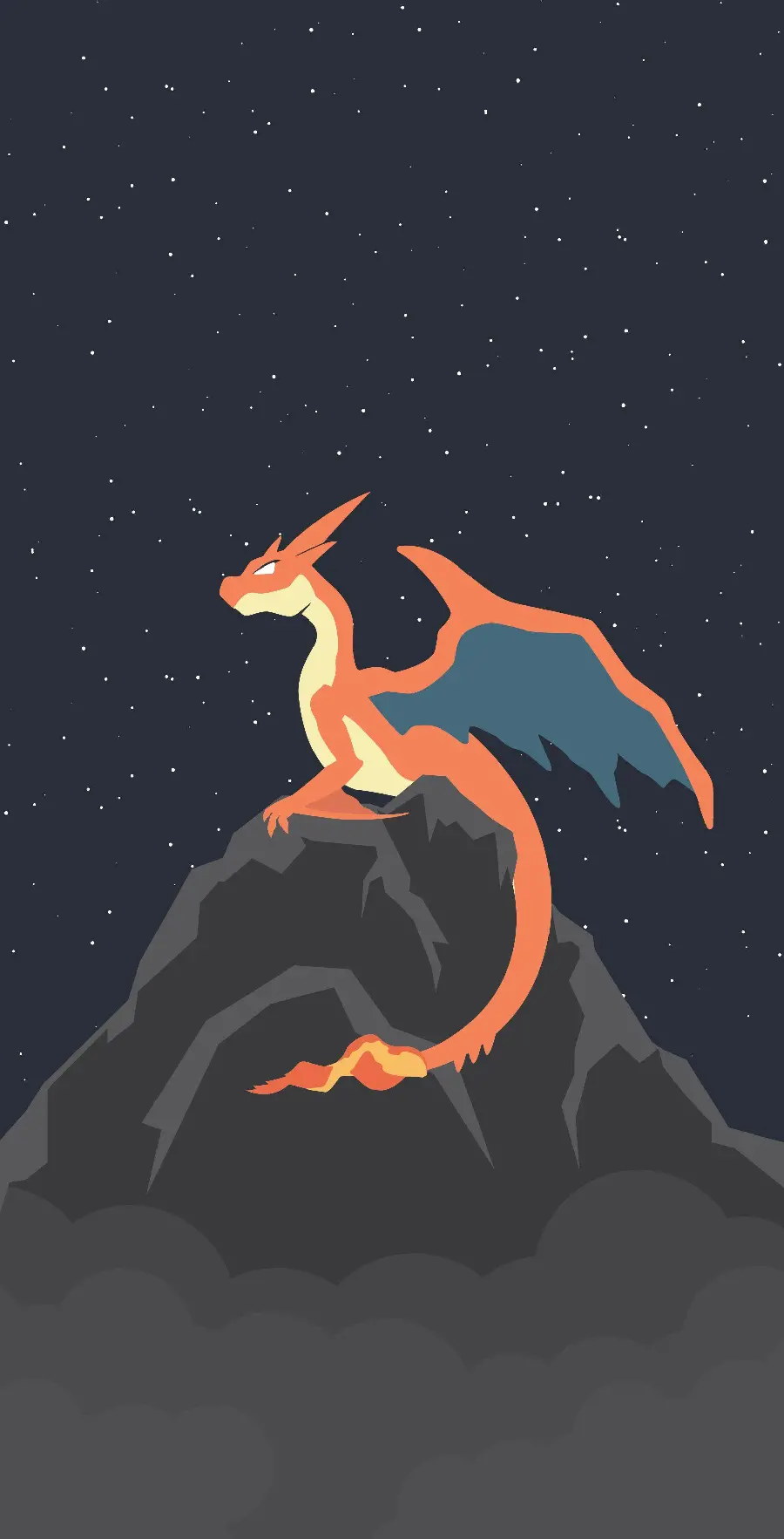 Graphic photo of a dragon sitting on a mountain in full HD quality 