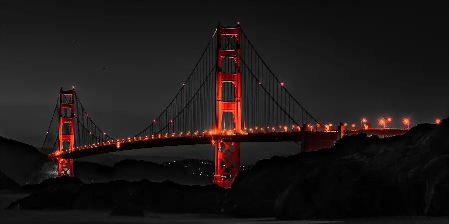 The strange feeling of the Golden Gate Bridge at night Golden Gate at night 