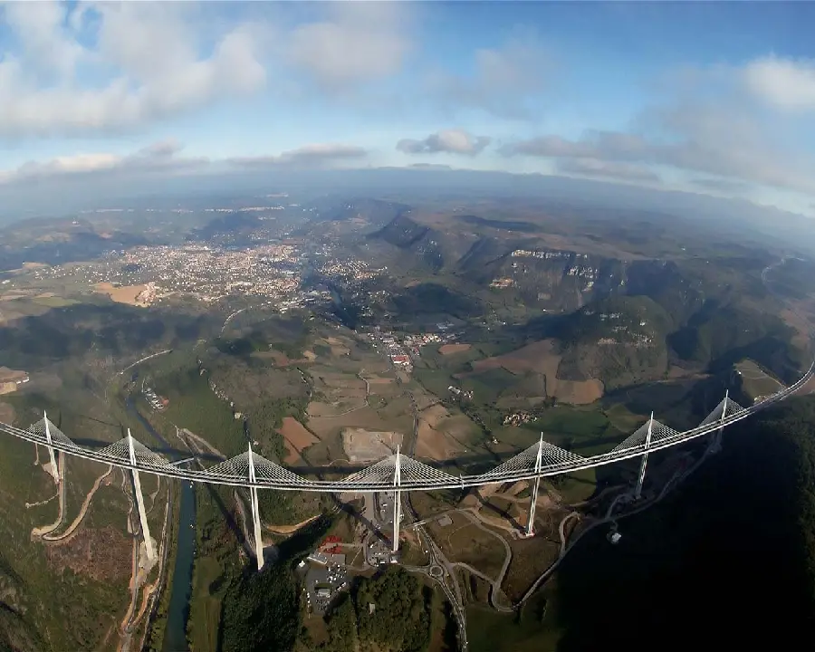 Photo of the tallest and longest cable-stayed bridge in the world, Millau Bridge, France