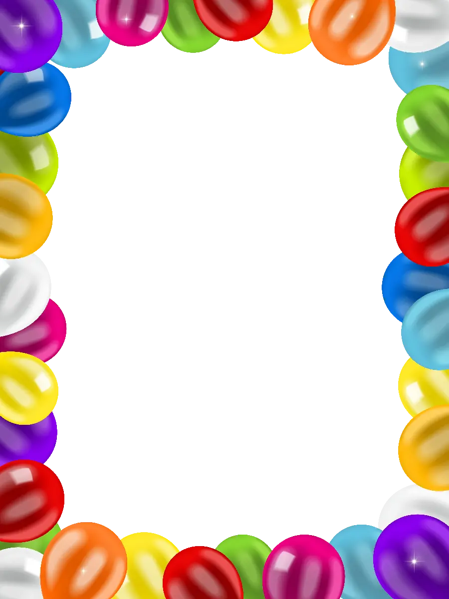 Colorful Balloon Design Photo Frame with White Background and PNG Format 