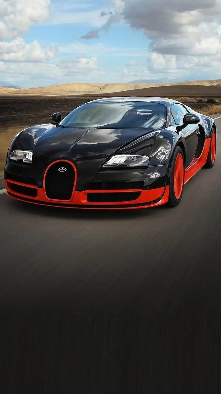 Download wallpaper of a red and black Bugatti car with crazy speed