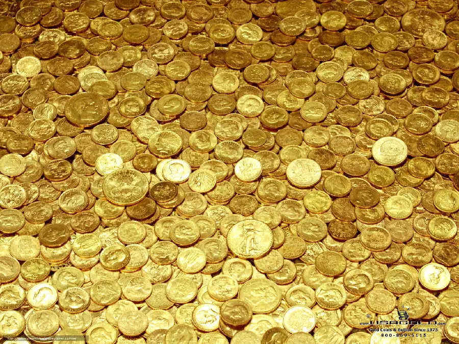Beautiful photo of gold dollar coins for PowerPoint cover 