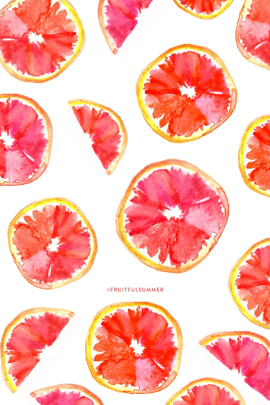 Beautiful and watercolor wallpaper of useful red grapefruits