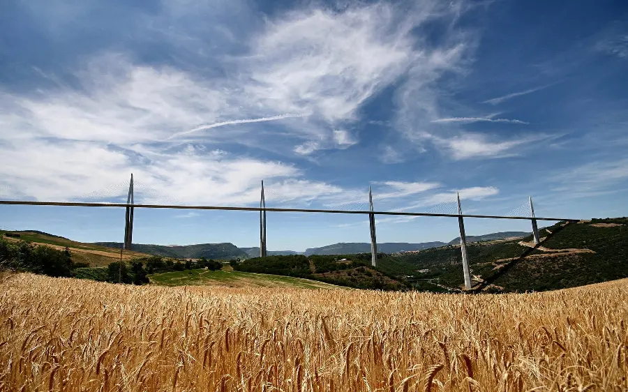 Incredibly beautiful background of the Millau Bridge in high quality