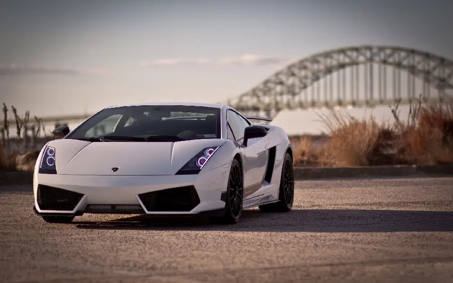 White Lamborghini Gallardo background made in Italy