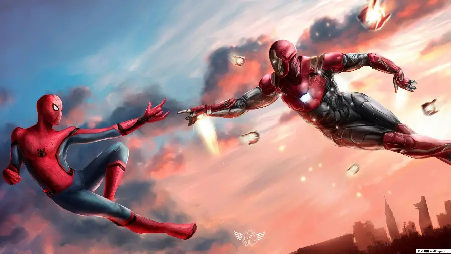 The most beautiful photo of Spider-Man and Iron Man with cool background