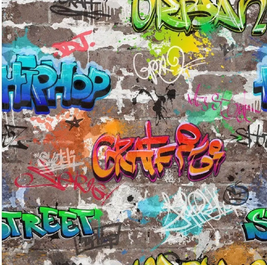Download a real photo of a mural and souvenir in a modern graffiti style