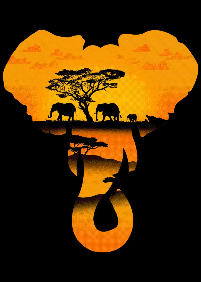 African elephant outdoor wallpaper and poster print graphic arts pop art