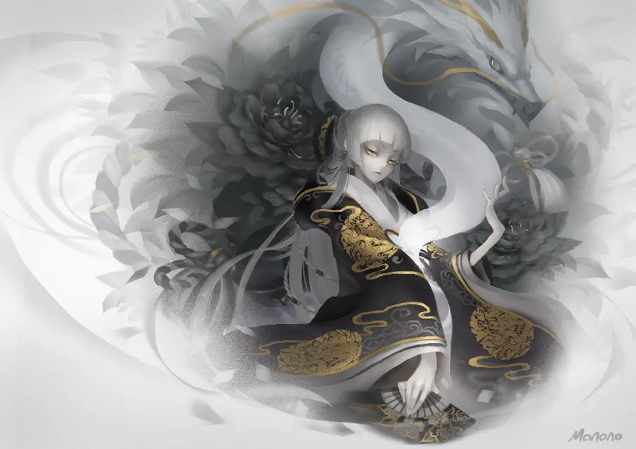 Beautiful Girly Japanese Dragon Background in HD Quality