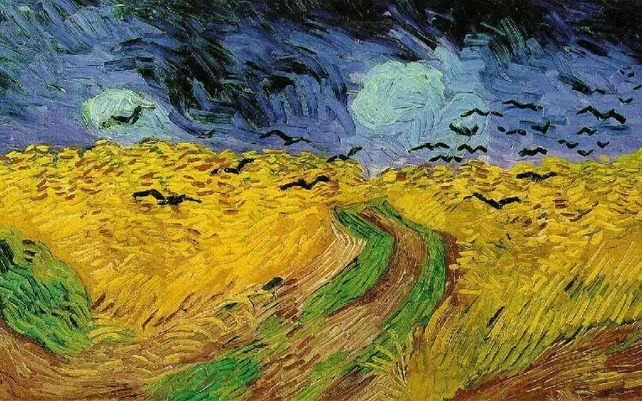 Download the original painting of the field in the rain by Vincent Van Gogh