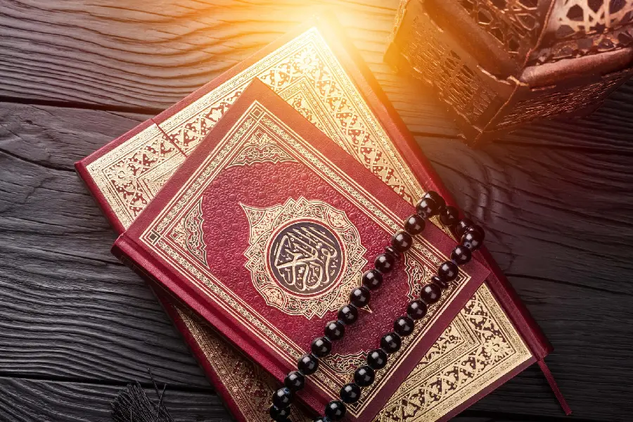 A unique and special background of the Holy Quran in red color 