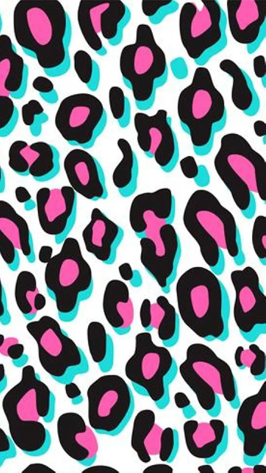 Unique wallpaper of a leopard pattern with a combination of pink, green and blue colors