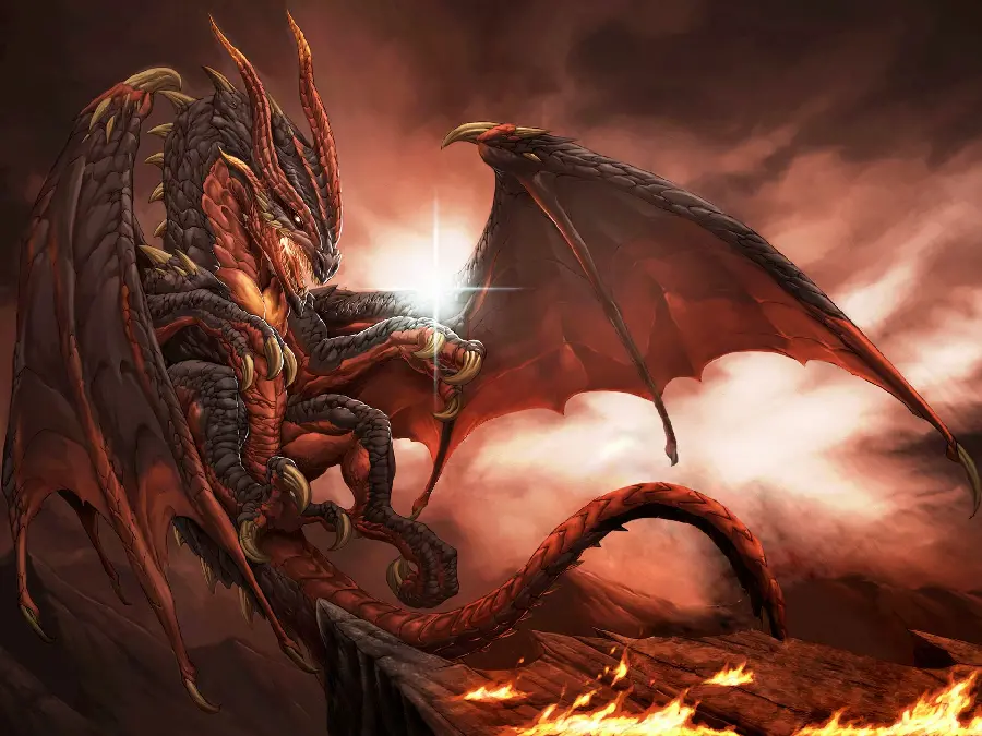 Attractive powerful winged dragon wallpaper for tablets and mobile phones