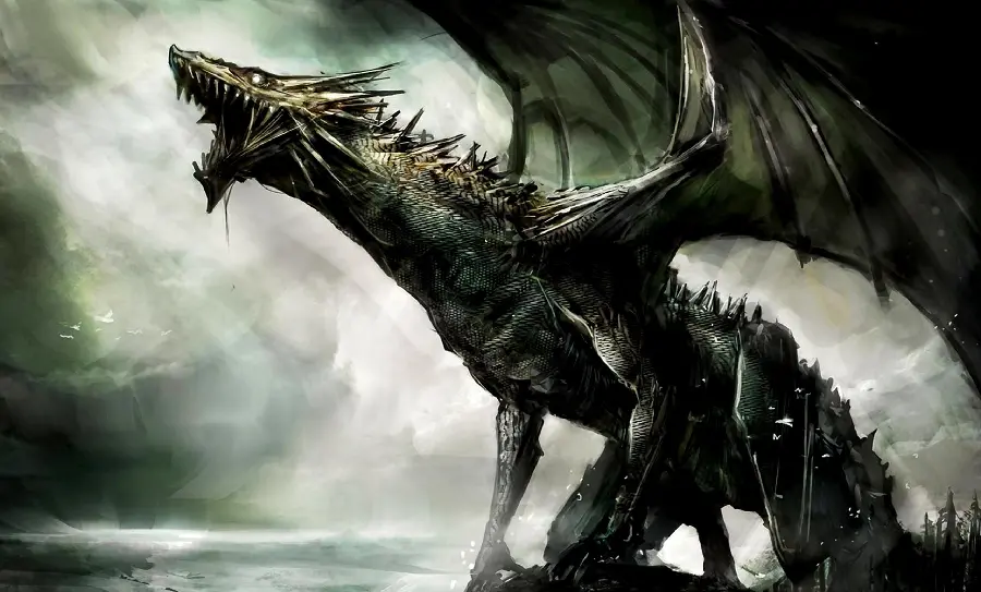 Unique and beautiful background of black dragons 