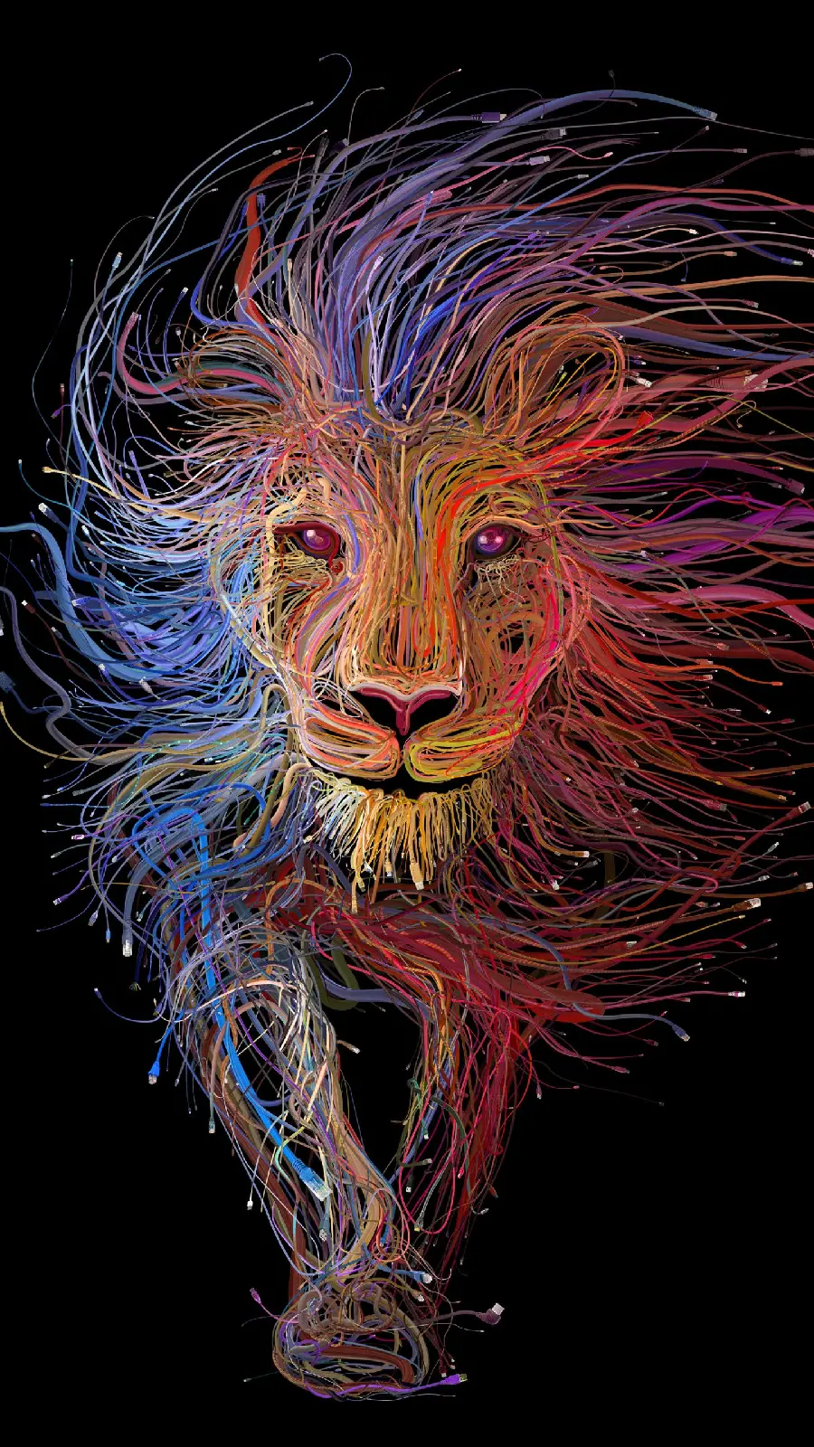 New Cool Boyish Photo of a Forest Lion with Intertwined Lines for iPhone Backgrounds Special for Special People