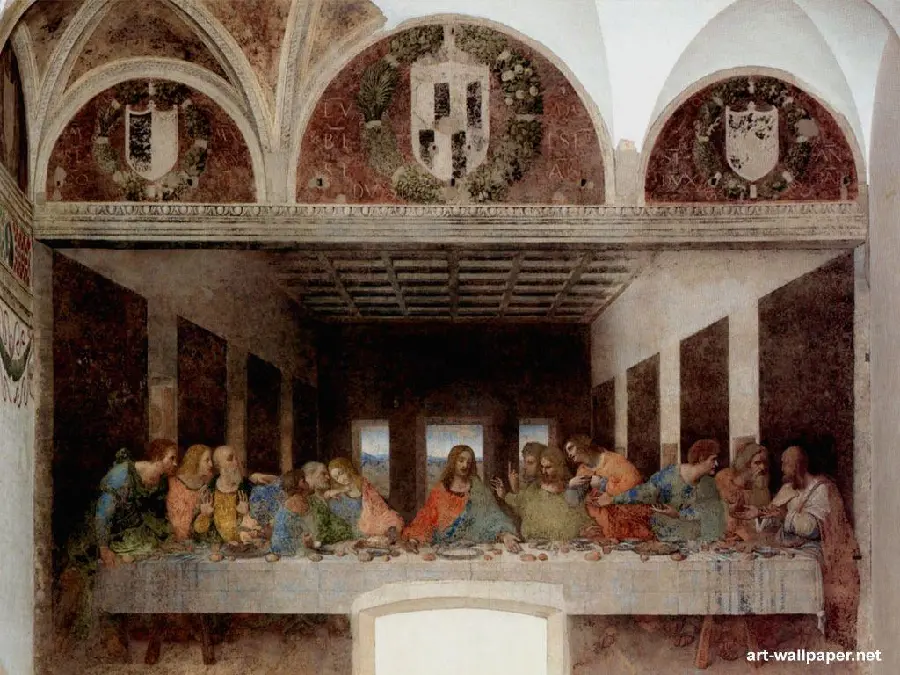 The Last Supper artwork by Leonardo da Vinci, the famous Italian painter 