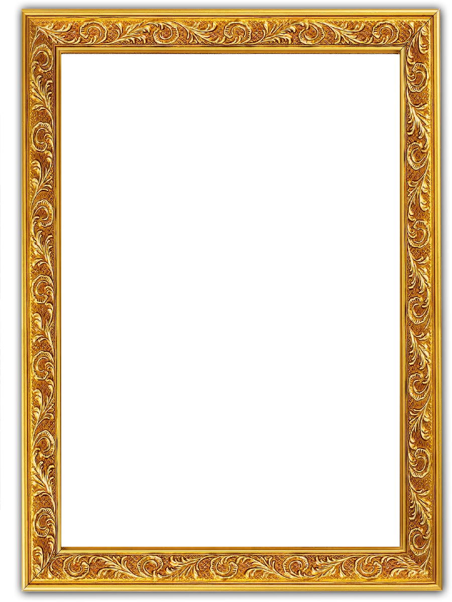 Vector golden photo frame with worked border for graphic designers