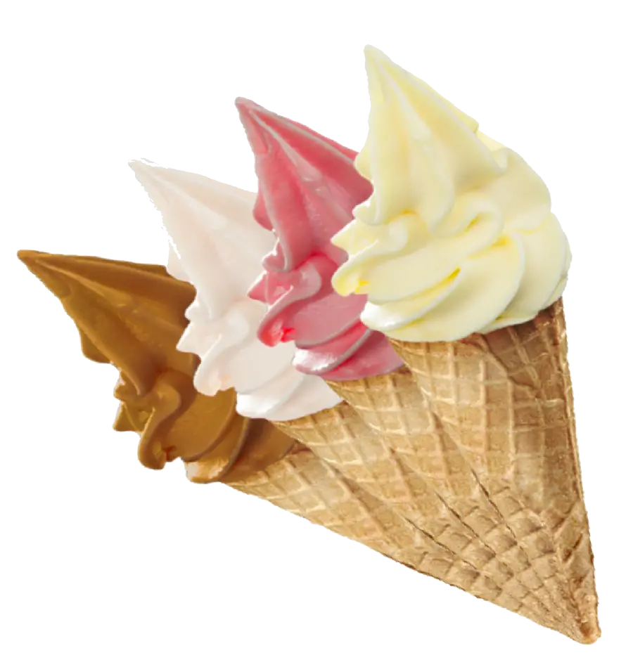 Photo Cutout of ice cream cones of different flavors 