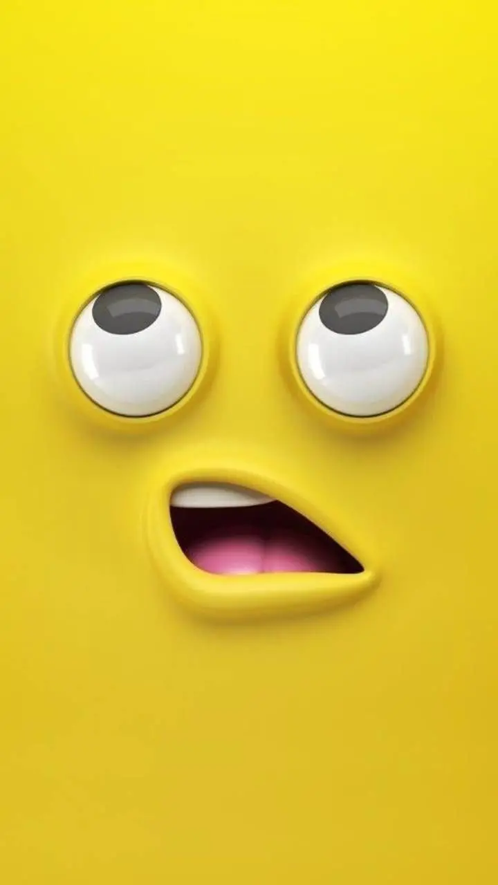 Interesting picture of a crooked mouth sticker with big yellow eyes