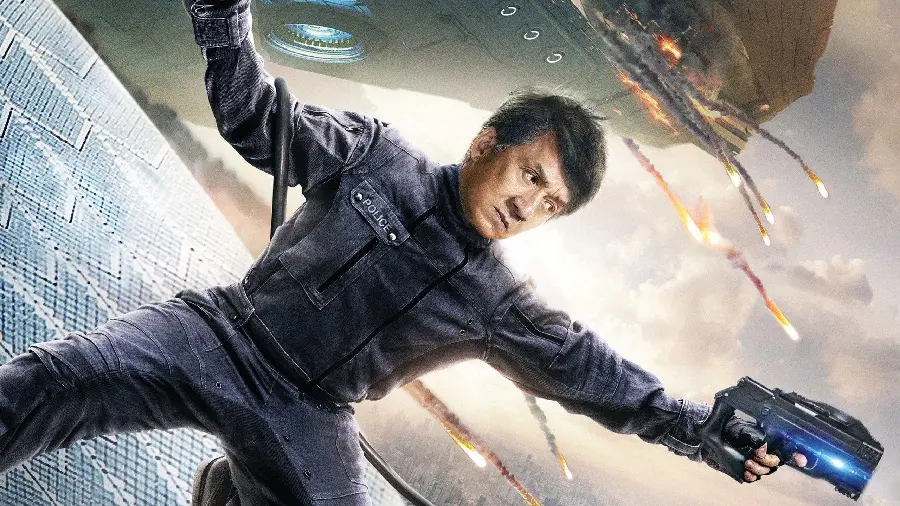 Jackie Chan's wallpaper in the sci-fi action movie Bleeding Steel