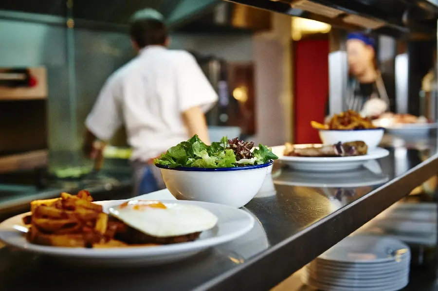 Artistic view of delicious food in the restaurant kitchen for website promotion
