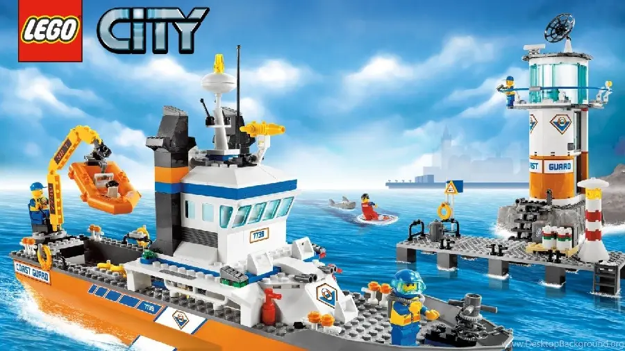 Download a very beautiful image of a Lego boat on the water in excellent quality 
