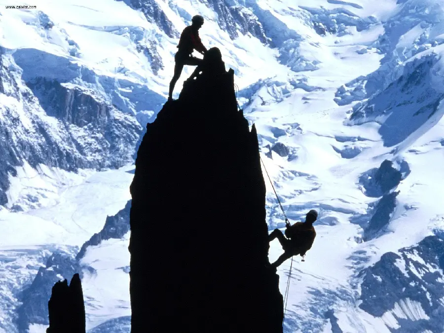 Background of the feat of a brave rock climber on the peak for a laptop