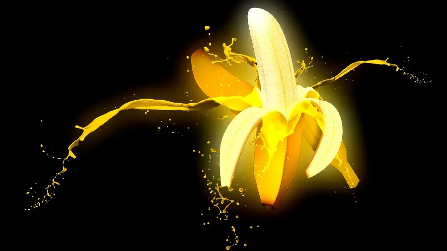Beautiful Fantasy Banana Wallpaper on Black Background 4k