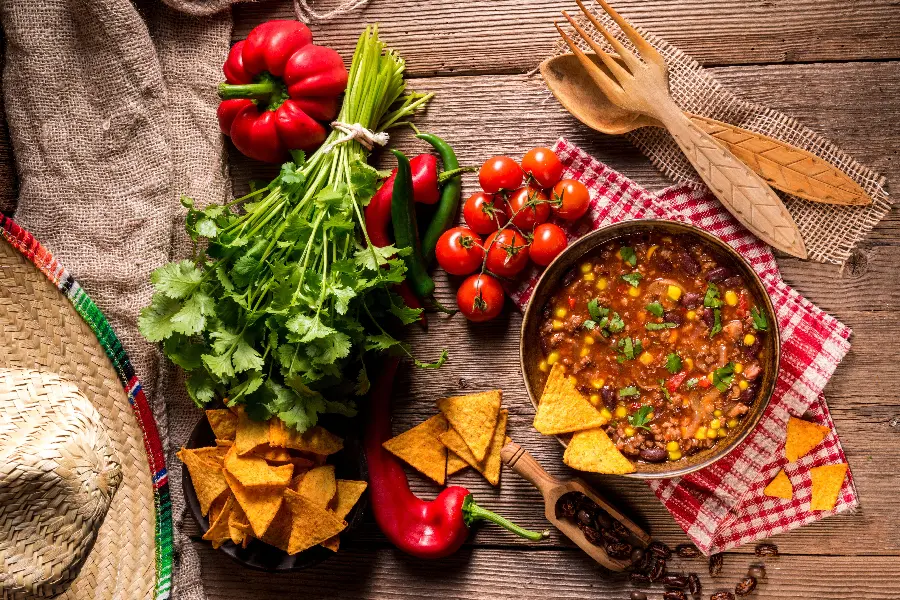 Awesome photo of delicious Mexican food with famous food next to it