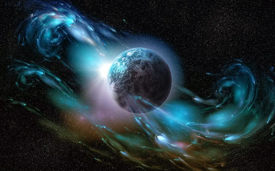Graphic image of atomic energy and the center of magnetic energy accumulation of the Earth 