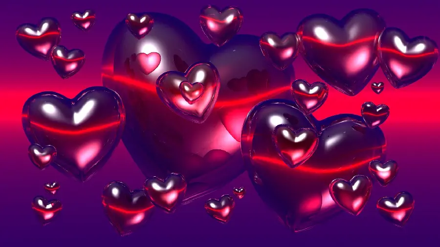 Amazing view of glass hearts for Telegram chat profile