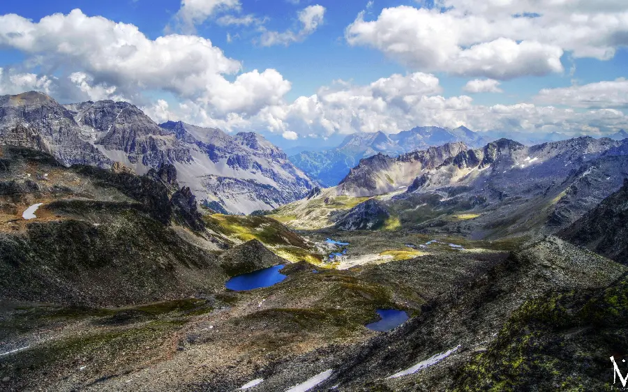 Special nature photo of snowy mountains under a calm sky for stories