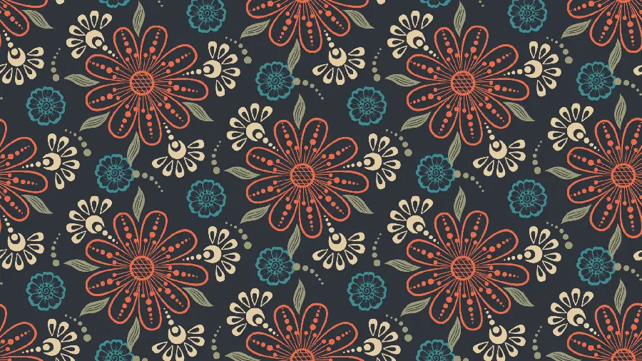 Download the traditional flower and leaf design background with bright colors for Computer Wallpaper 