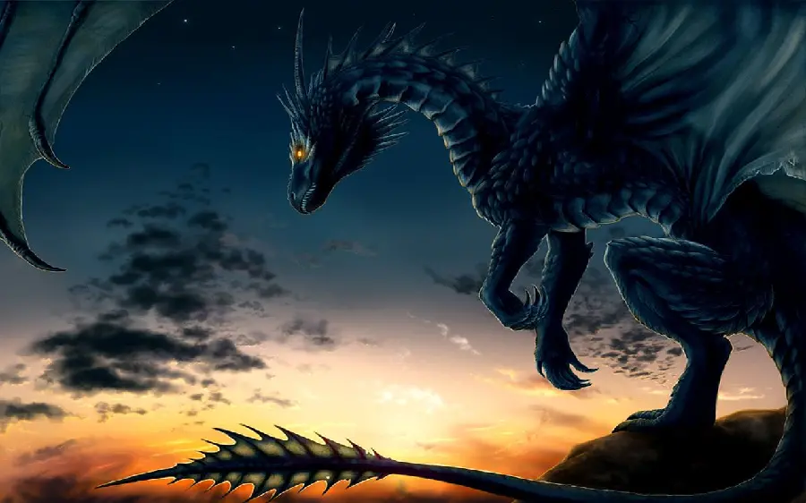 Awesome and interesting stock photo of a dragon with big and scary eyes