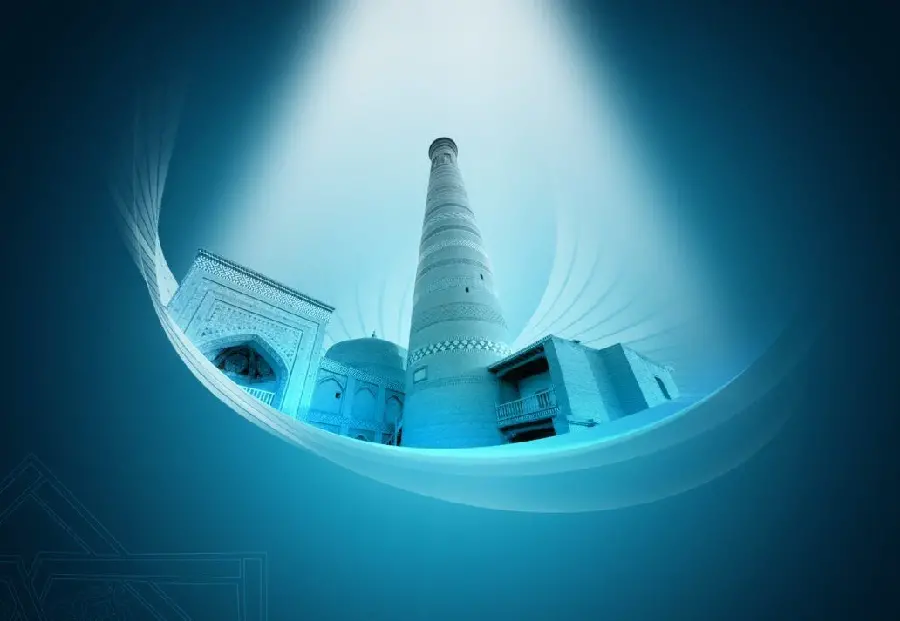 Beautiful architectural image of Islamic buildings with a pleasant blue theme