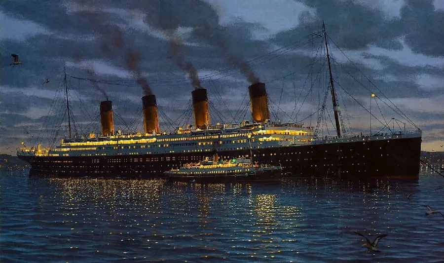 Amazing painting of the famous Titanic ship at night suitable for ideas