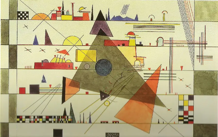 Conceptual photo drawn with geometric shapes of Wassily Kandinsky's hand art