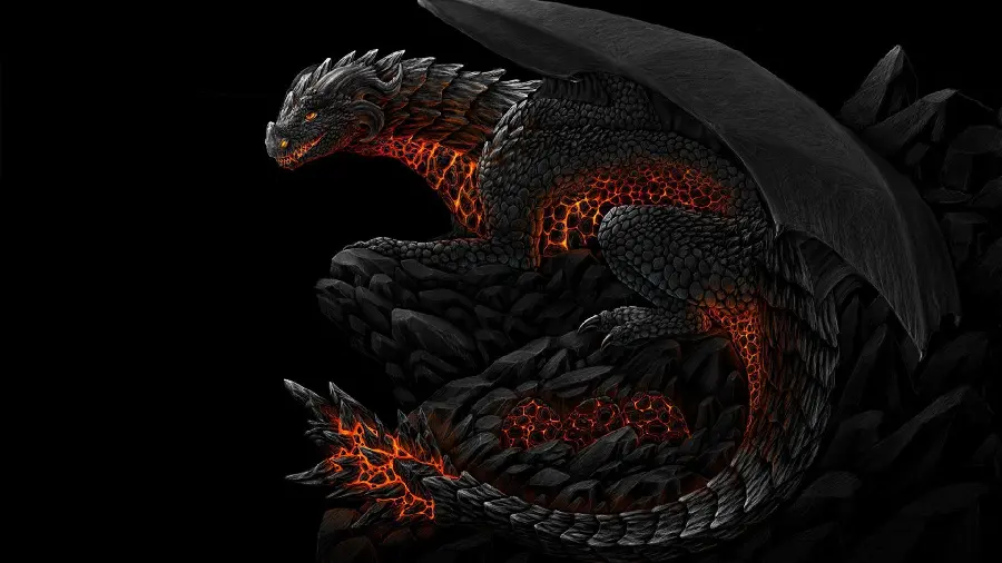 Beautiful image of a dragon with a fiery and dangerous body with HD quality