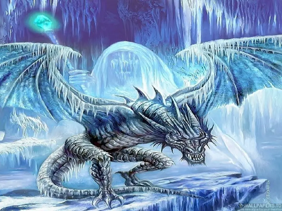 Fantasy photo of an animated ice dragon with HD quality