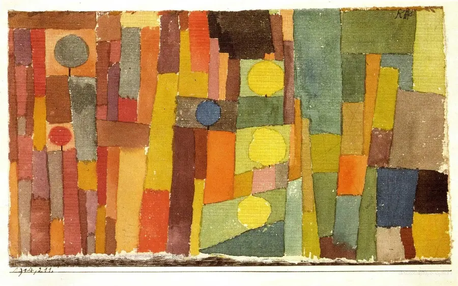 In the Style of Kairouan 1914 by Paul Klee consisting of transparent colors and simple shapes