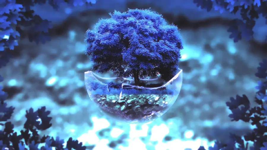  Image of a bonsai tree with incredibly beautiful blue leaves 