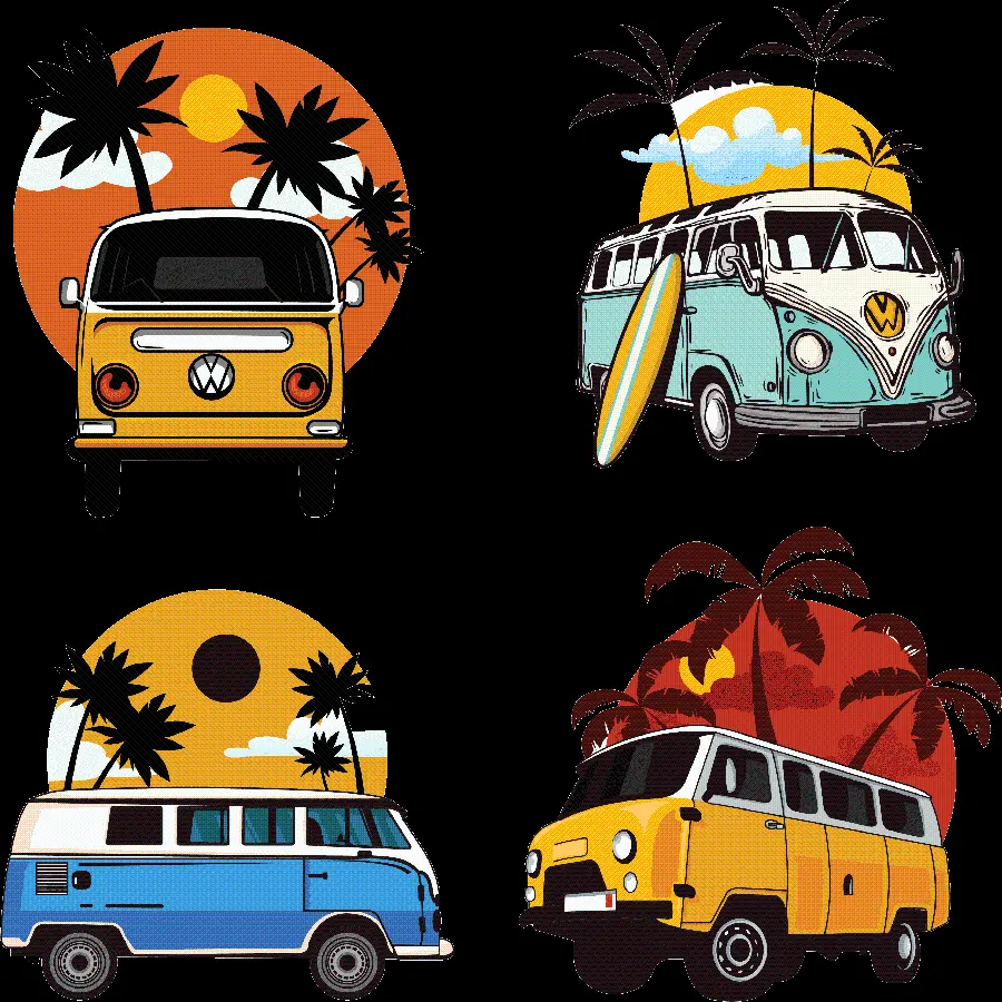 Unique and spectacular wallpaper of beach bus icons 